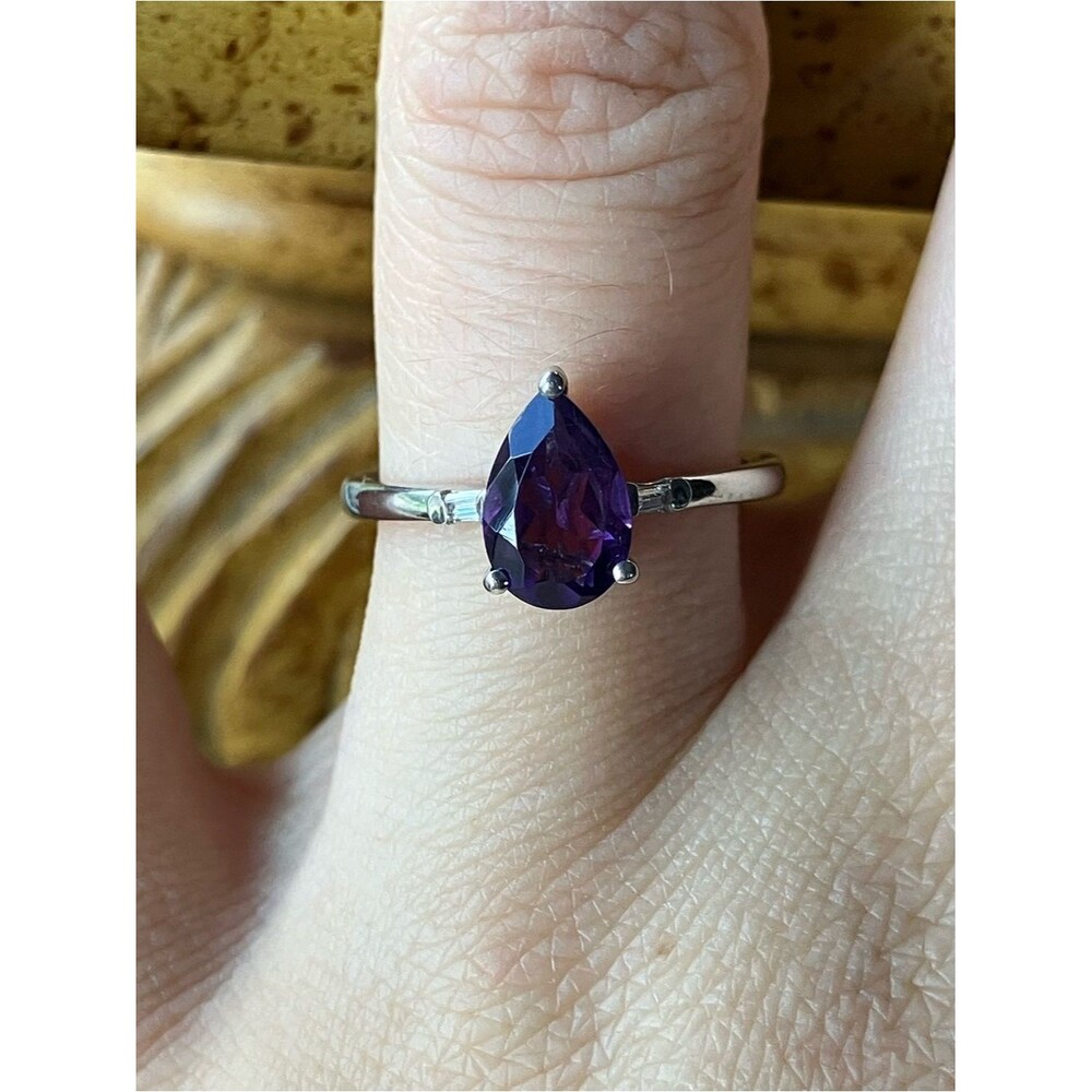 Natural African Amethyst Sterling Silver Ring Size 7